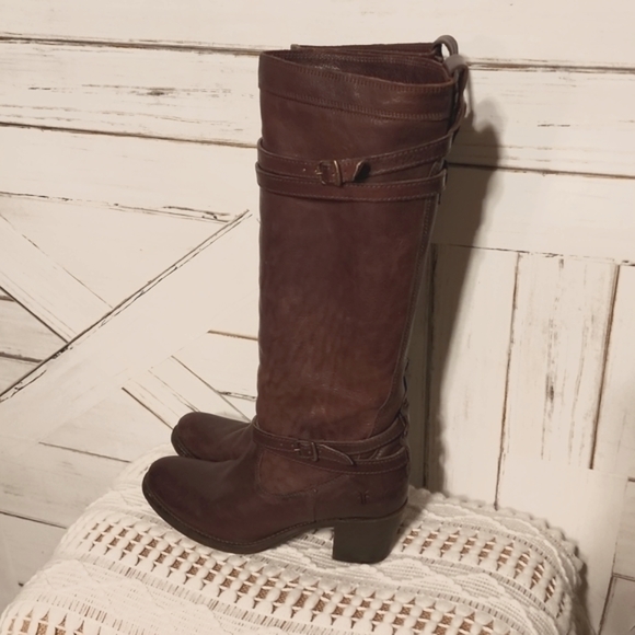 FRYE JANE STRAPPY HIGH HEELED BOOTS, style number 76396. - Picture 4 of 12